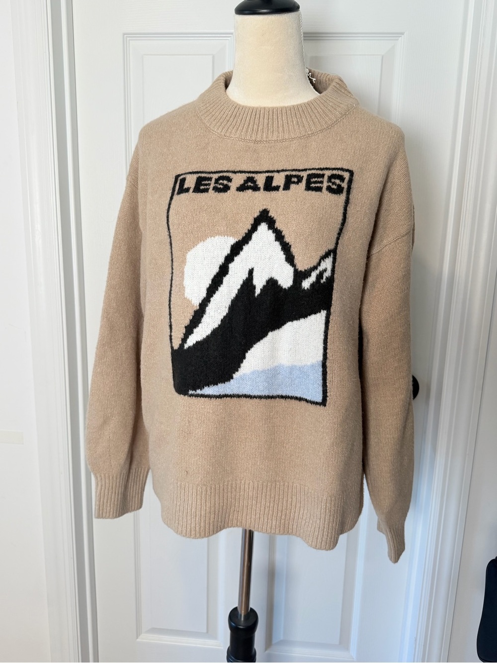 Target Beige Crewneck Sweater with Mountain Graphic